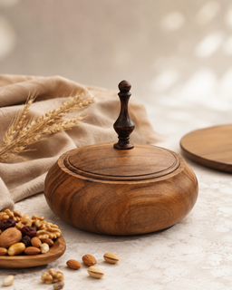 آجیل خوری چوبی گردو مدل نیم گرد
