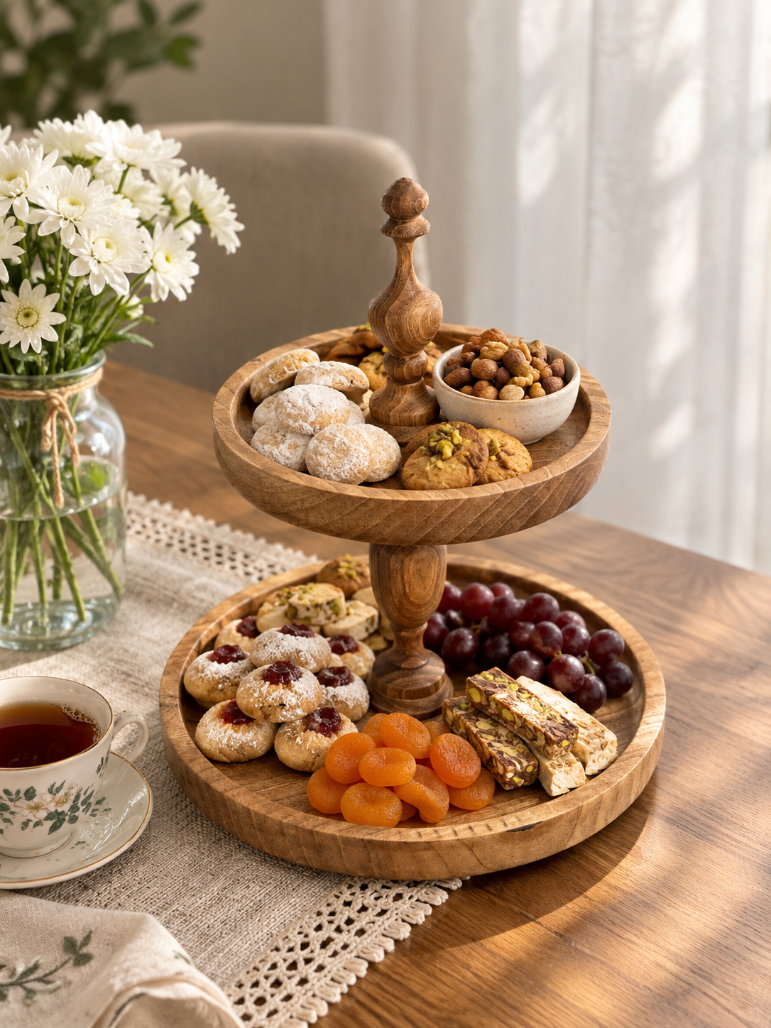 شیرینی خوری دو طبقه چوبی