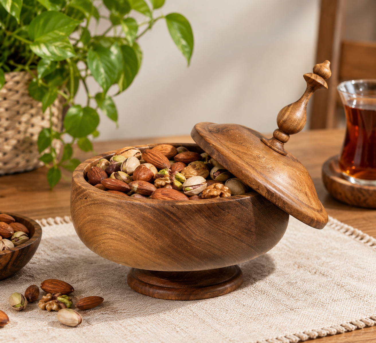 آجیل خوری پایه دار چوبی