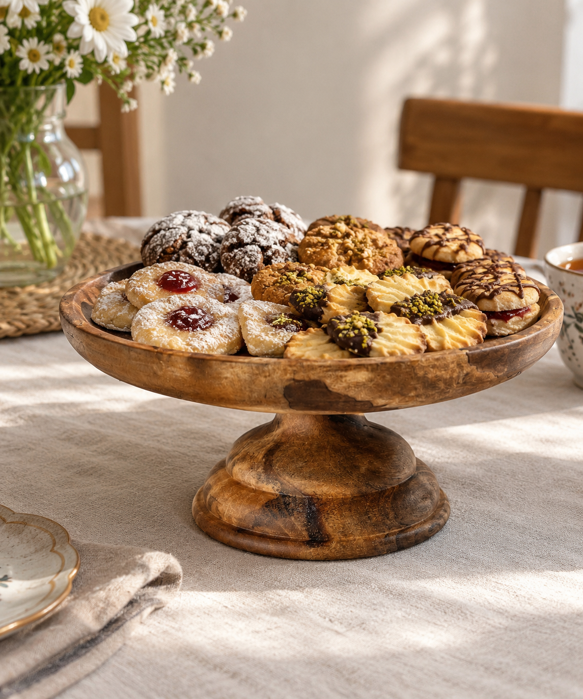 شیرینی خوری چوبی گردو مدل پیله